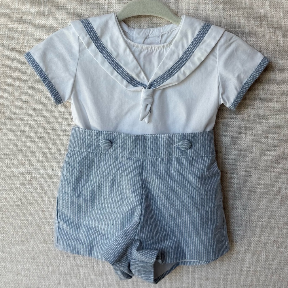 La Coqueta Antonio Sailor Baby Boy Short Sleeve Top and Shorts Set Nautical